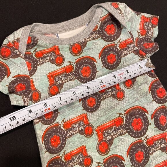 ~ 6mo Tractor Onesie Organic Little Wings Farm Farmer Stretch Baby Short Sleeves - Picture 8 of 13